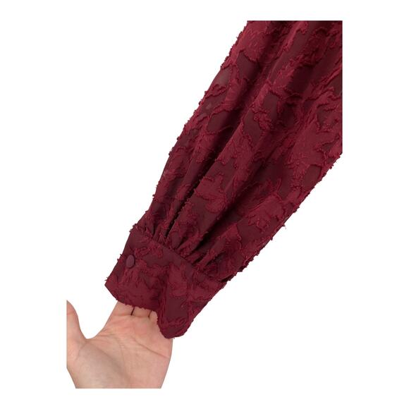 Eliza J Dress floral long sleeve tiered dark red size 6 - Picture 3 of 7